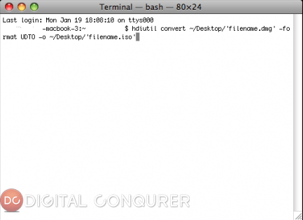how to convert a dmg to iso on mac terminal